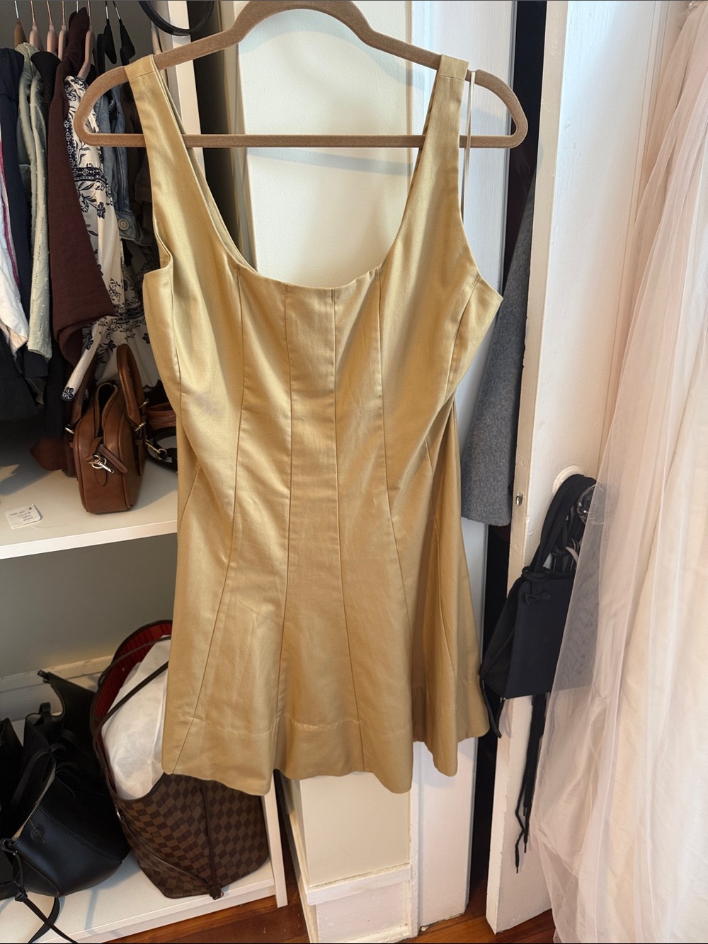 Banana Republic Gold Scoop Neck Mini Dress